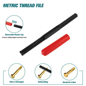 Aikyciu thread file closeup showing teeth profile for reshaping external threads - precise control