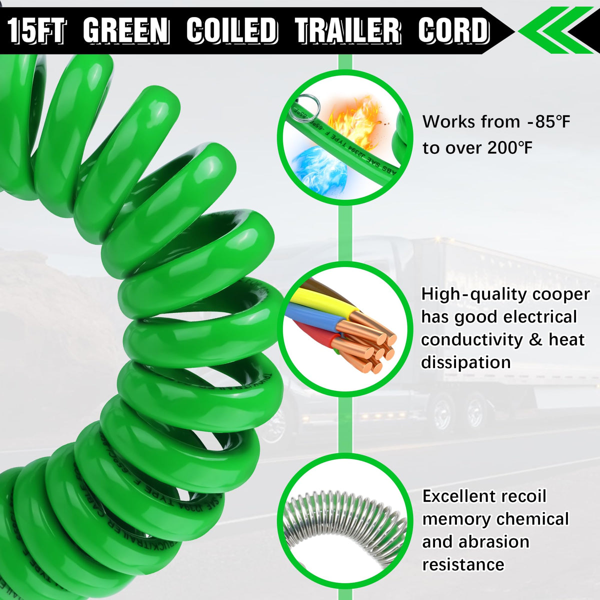 Ailbiuko coiled cord stretched to show length and compact storage benefit: no road drag