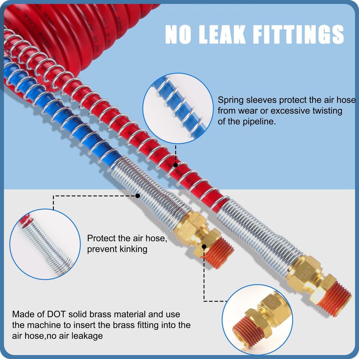 Ailbiuko stretched coiled hose showing length and flexible reach for easier routing