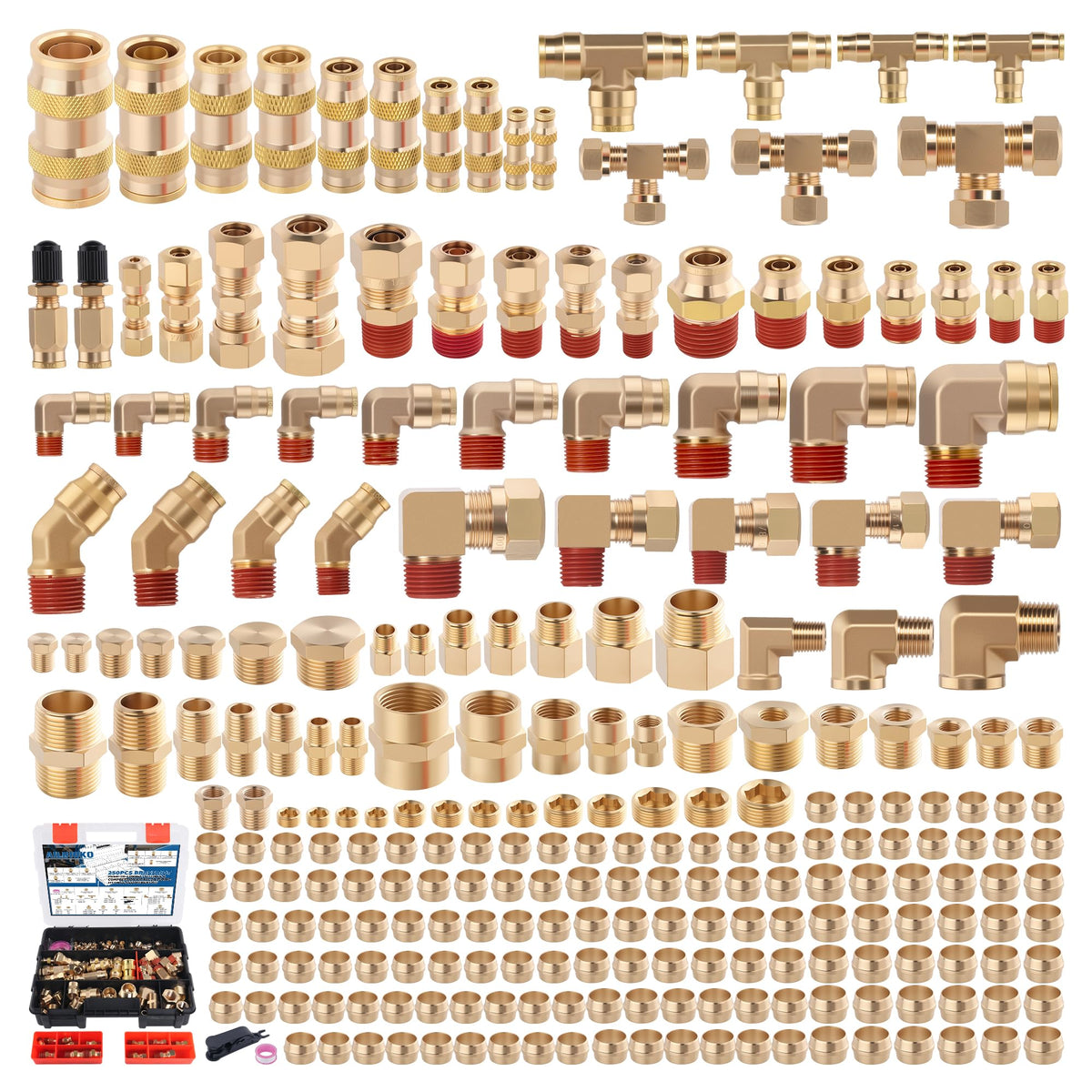 Ailbiuko front packaging showing organized 250-piece kit and quick selection benefit