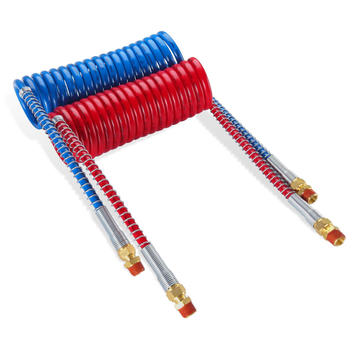 Ailbiuko front view of coiled air hose showing DOT compliance and durable construction