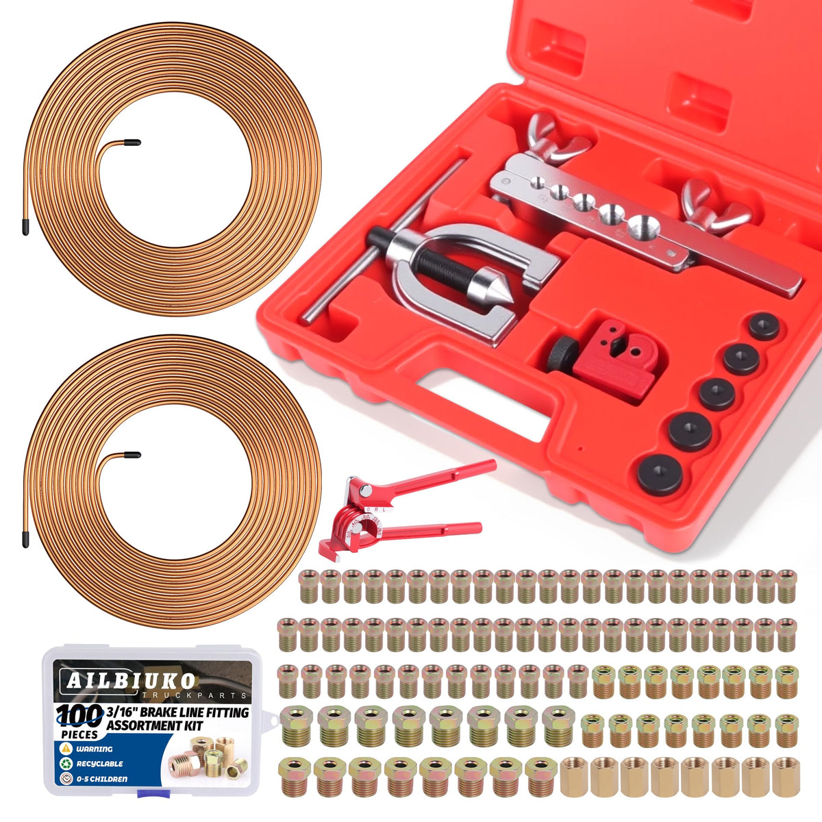 Ailbiuko open kit showing tools and fittings for quick repair