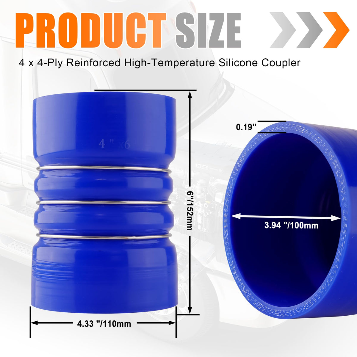 Ailbiuko blue silicone hump hose on truck showing reliable professional installation