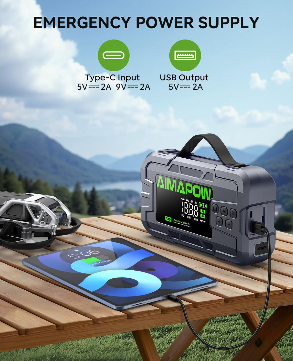 AIMAPOW 270° LED light turned on providing bright roadway illumination