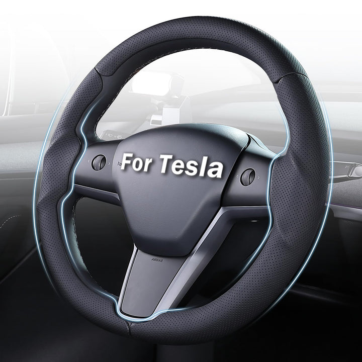 Aimato front view of steering wheel cover showing precise fit and sleek design benefit