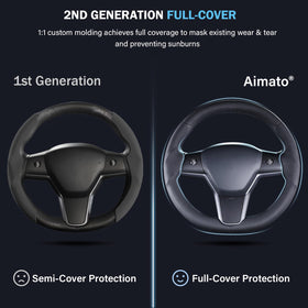 Aimato installed in Tesla cabin showing easy clip-on installation benefit