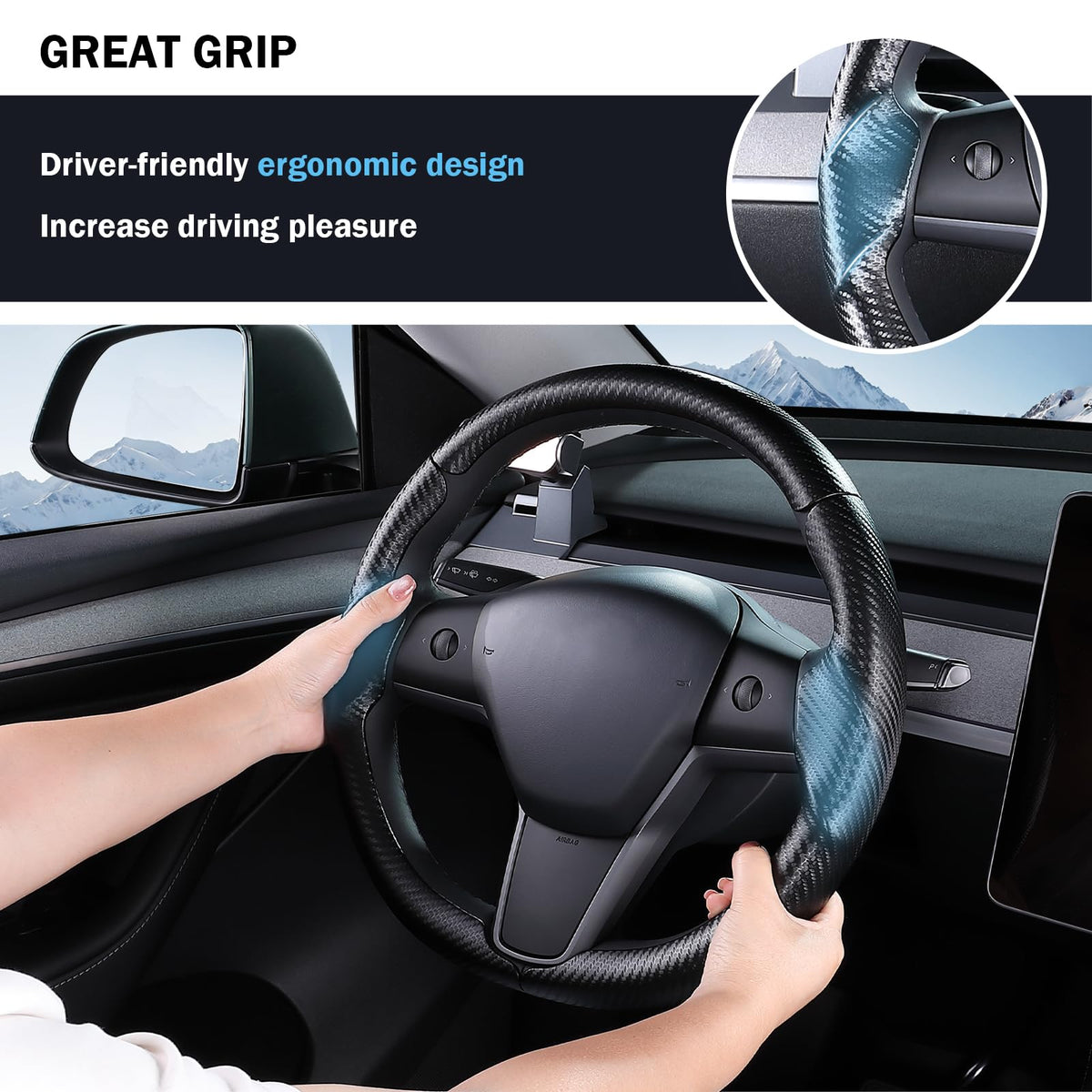 Aimato installed in Tesla interior demonstrating enhanced cabin style
