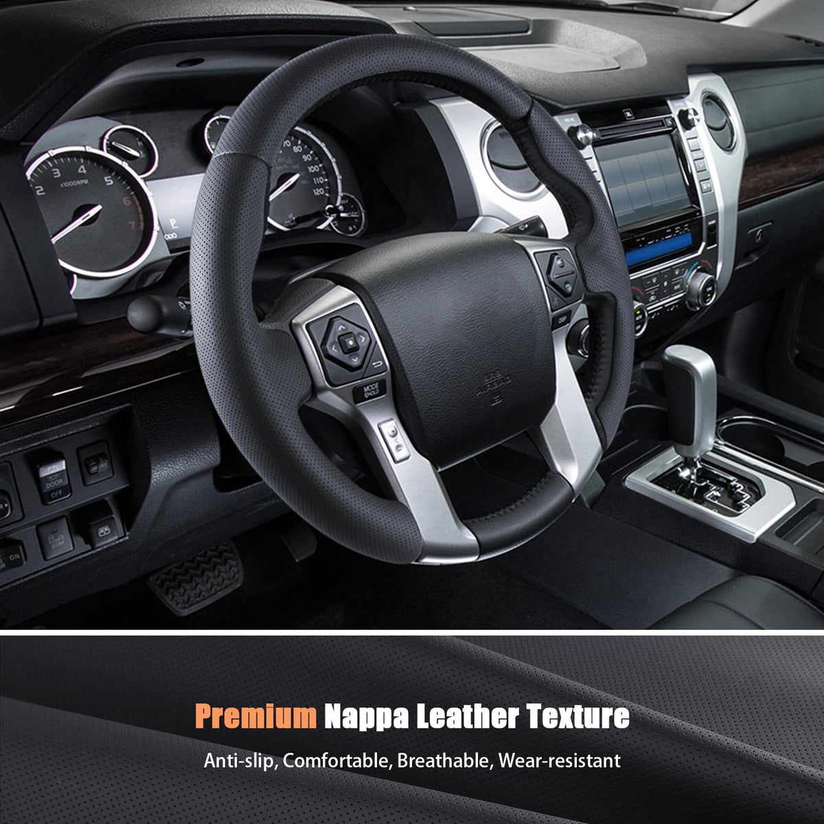 Aimato installed on a Tacoma steering wheel demonstrating factory-like fit