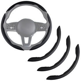 Aimato front view of steering wheel cover showing sleek finish and upgrade benefit