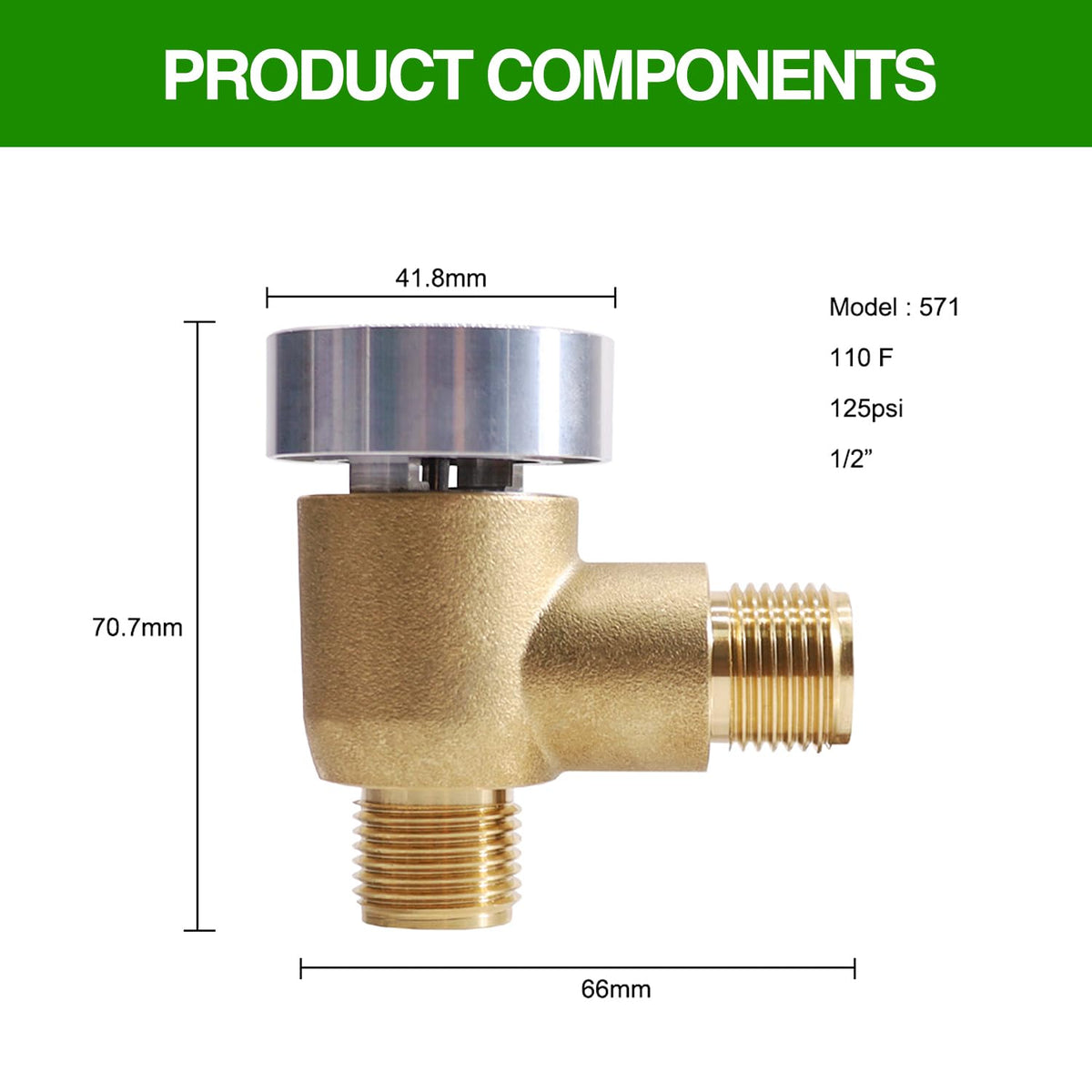 Aimery side profile showing polished brass finish for long-term corrosion protection