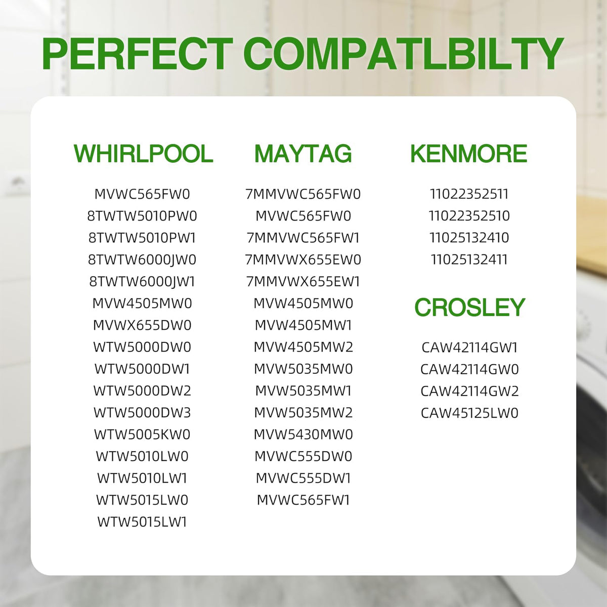 Aimery W11130362 installed on washer demonstrating reduced vibration during spin