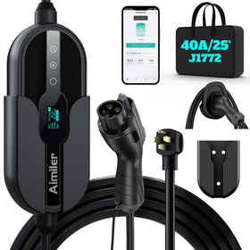 AIMILER front view of EV charger showing compact durable housing and easy mounting benefit