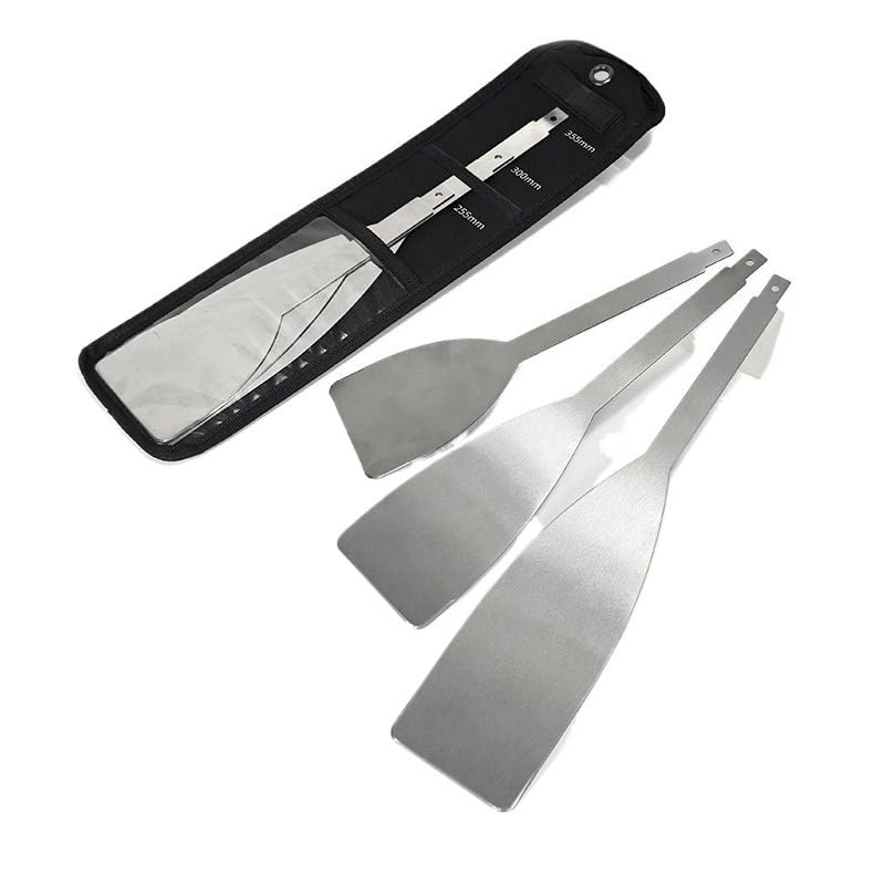 AINARETT three-blade pack front view showing sizes and durable stainless steel benefit