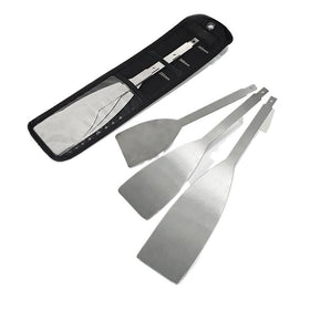 AINARETT three-blade pack front view showing sizes and durable stainless steel benefit