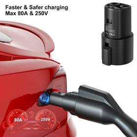 Aipechy adapter in use with J1772 cable illustrating fast convenient charging