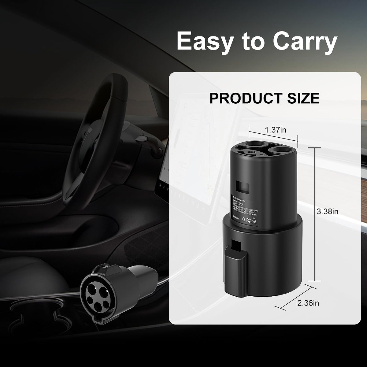 Aipechy adapter next to hand to show compact portable size