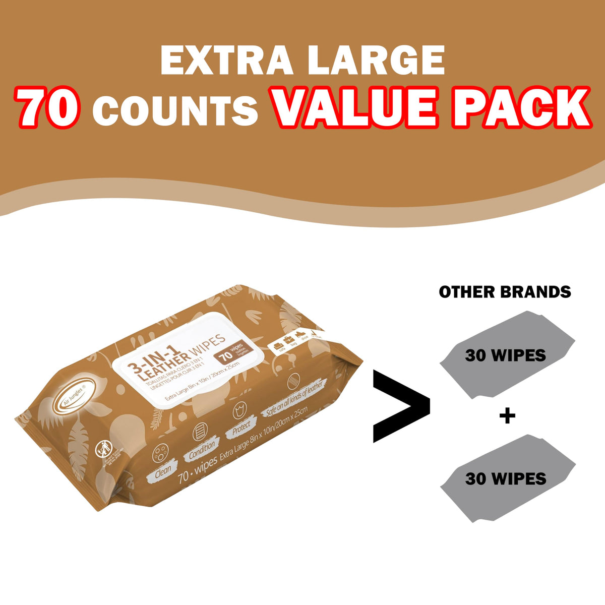 Air Jungles moist wipes inside pack with flip-top lid, keeps wipes fresh longer