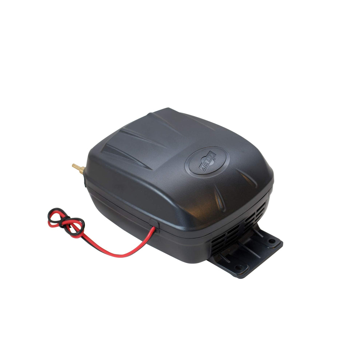 Air Lift 16060 silver compressor front view showing compact housing and easy-mount design