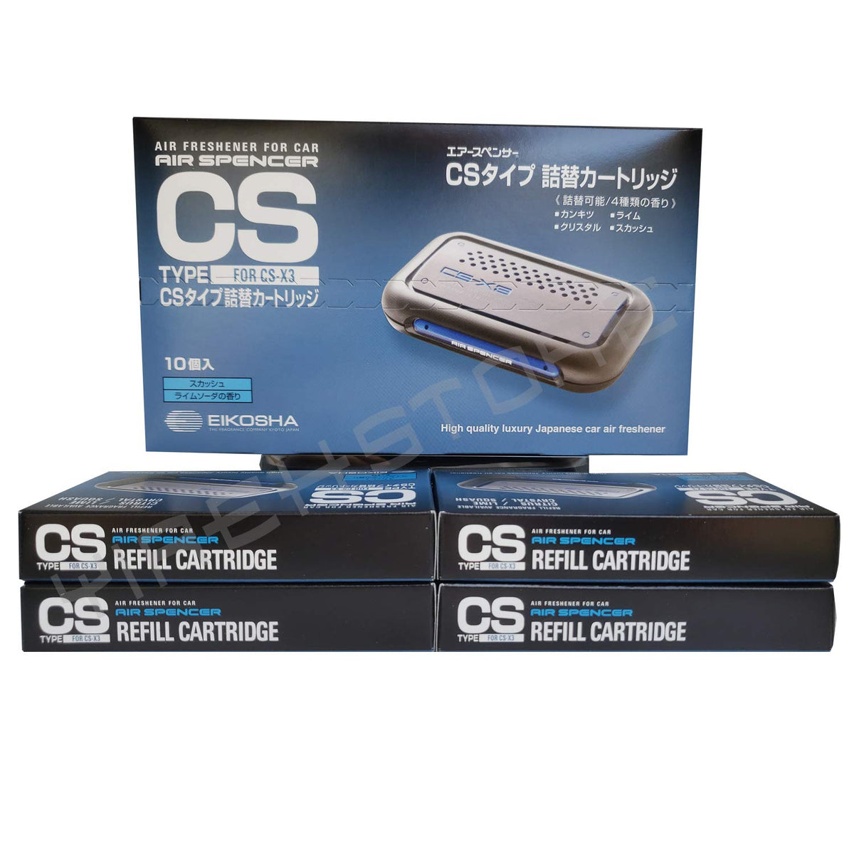 CS-X3 Squash cartridge installed in a car vent demonstrating steady fragrance benefit