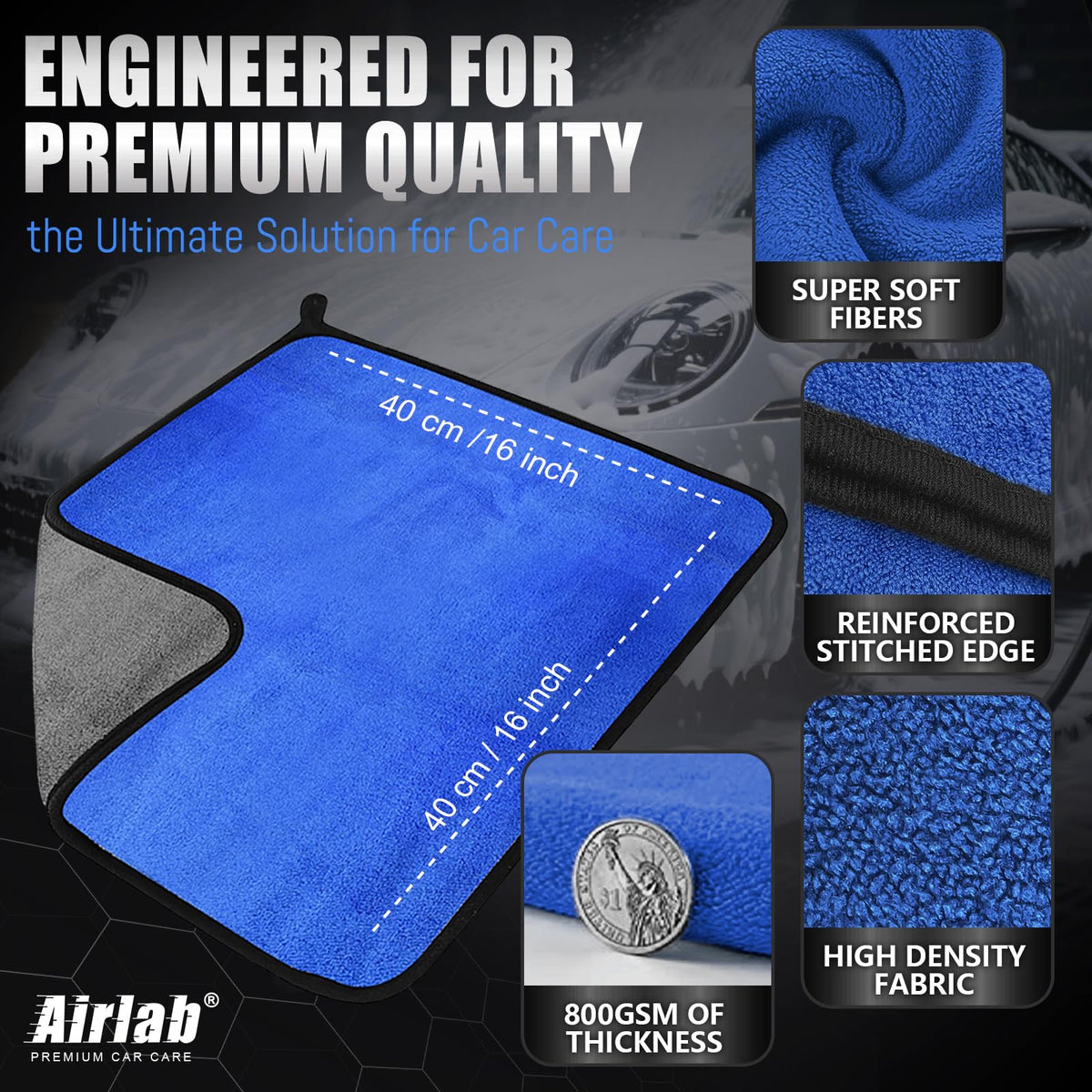 Airlab close-up of 800GSM microfiber fibers showing absorbency benefit