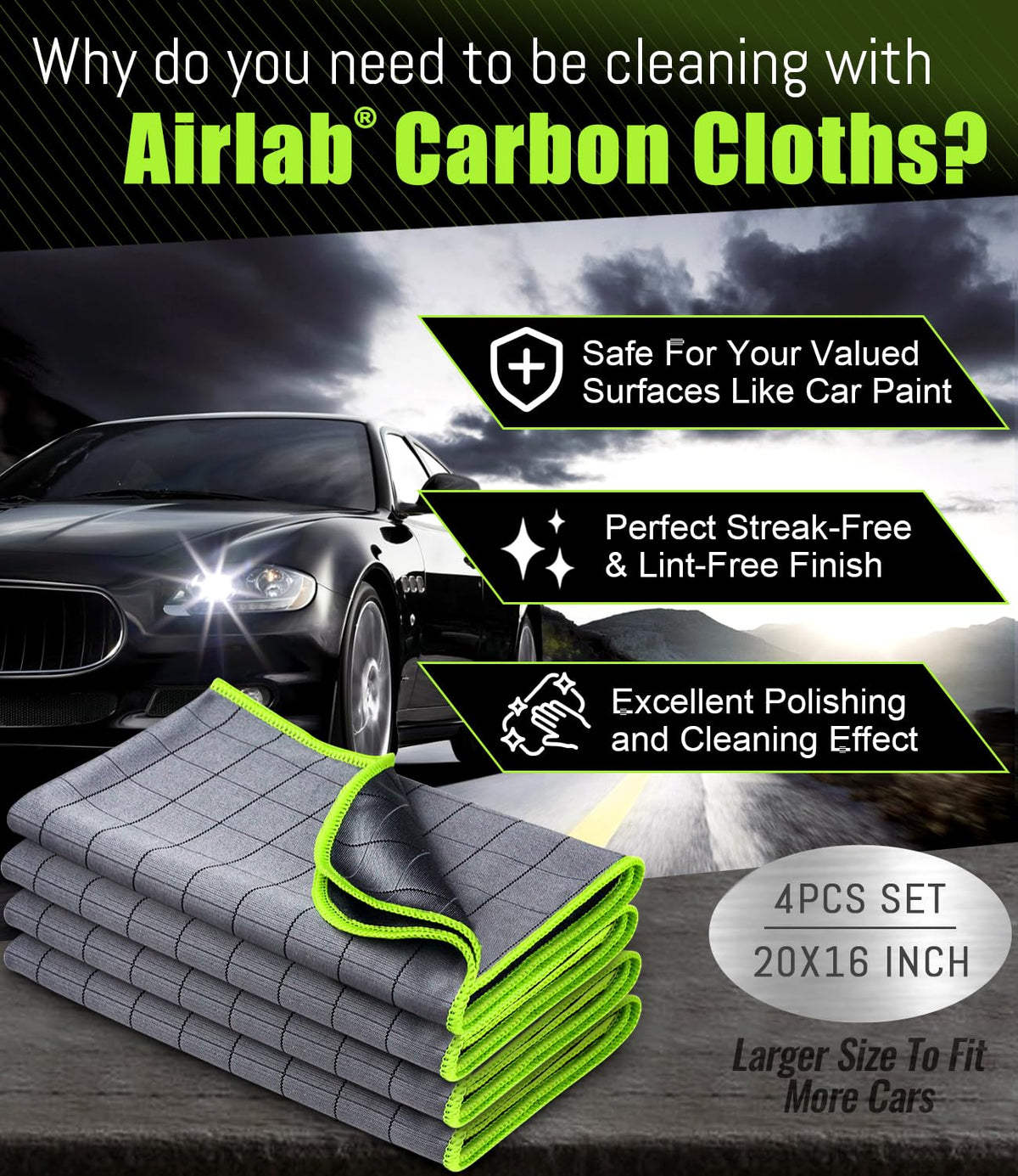 Airlab close-up of carbon fiber weave capturing dirt and grease