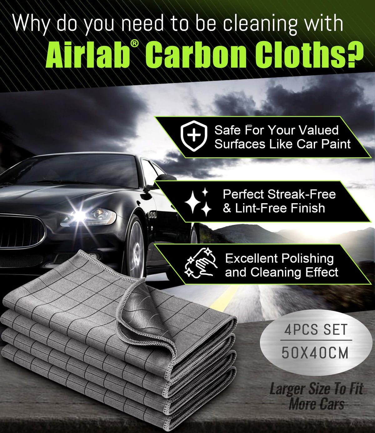 Airlab microfiber close-up texture revealing carbon elements and deep pile