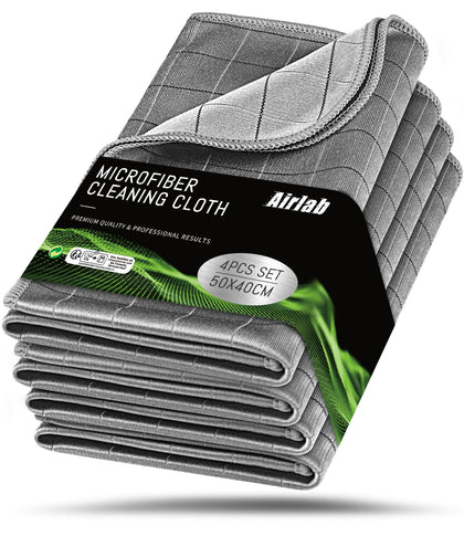 Airlab towel front view showing light grey color and logo, durable and soft