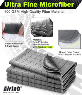 Airlab towel held in hand demonstrating 20x16 size for easy handling