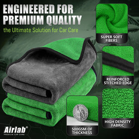Airlab towel in use drying a car hood quickly without streaks