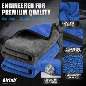Airlab towel drying car door panel for streak-free, fast moisture removal