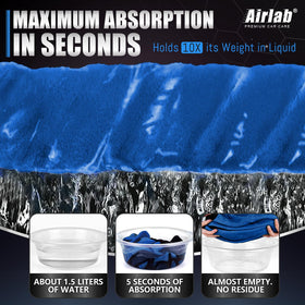 Airlab towel held by hand to show 24x35 inch scale and coverage benefit
