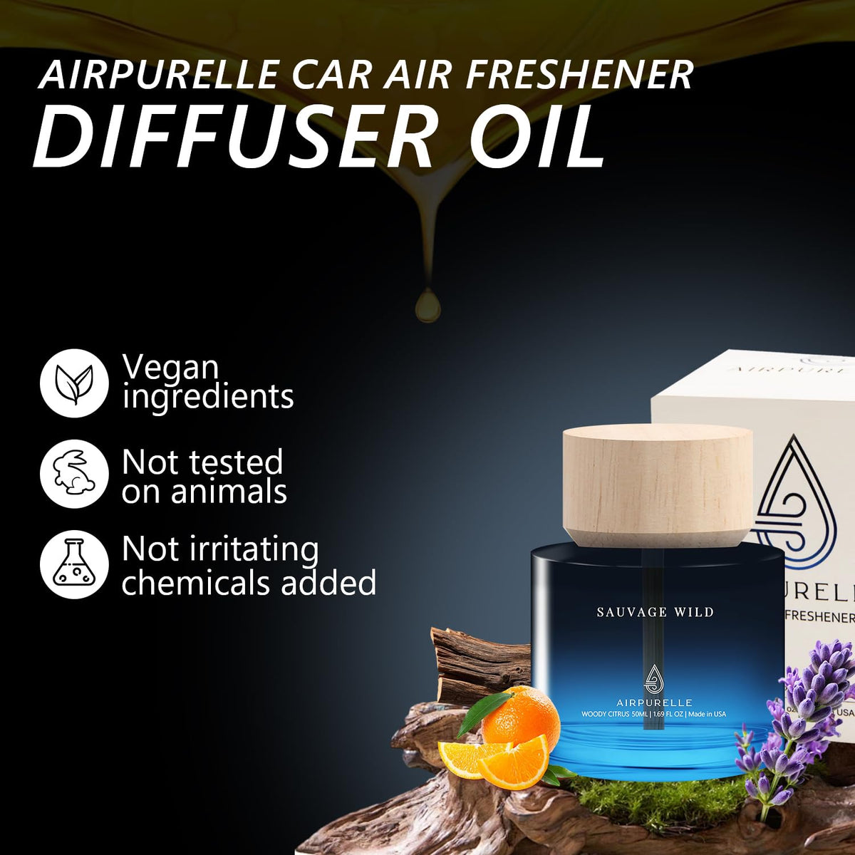 AirPurelle placed in car cup holder illustrating secure, no-hang benefit