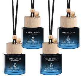 AirPurelle front packaging showing four saffron amber hanging diffusers and gift-ready design