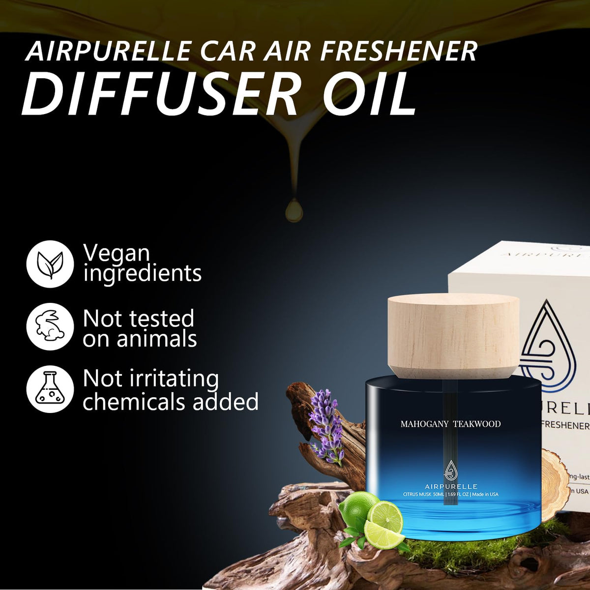 AirPurelle 50ml size comparison showing compact bottle for convenient placement
