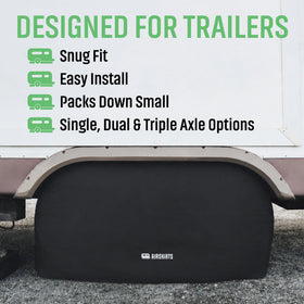 AirSkirts on dual-axle trailer showing weather protection in use
