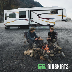 AirSkirts on trailer at campsite illustrating seasonal protection