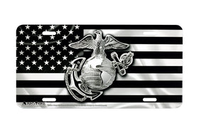 Airstrike USMC front plate full view showing bold black flag design and durable metal finish