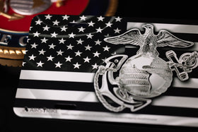 Airstrike USMC closeup of print and coating highlighting UV protective finish and color clarity