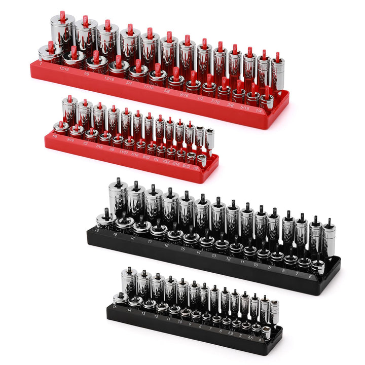 AIRTOON front view of four socket organizer trays showing compact layout and benefit