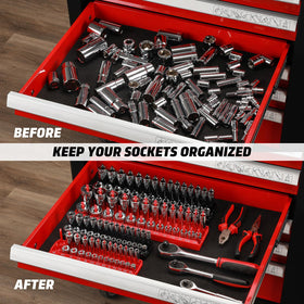 AIRTOON lifestyle garage scene with trays in use for efficient mechanic workflow