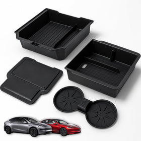 AIRVOLT front view of console set showing organized compartments and clean fit