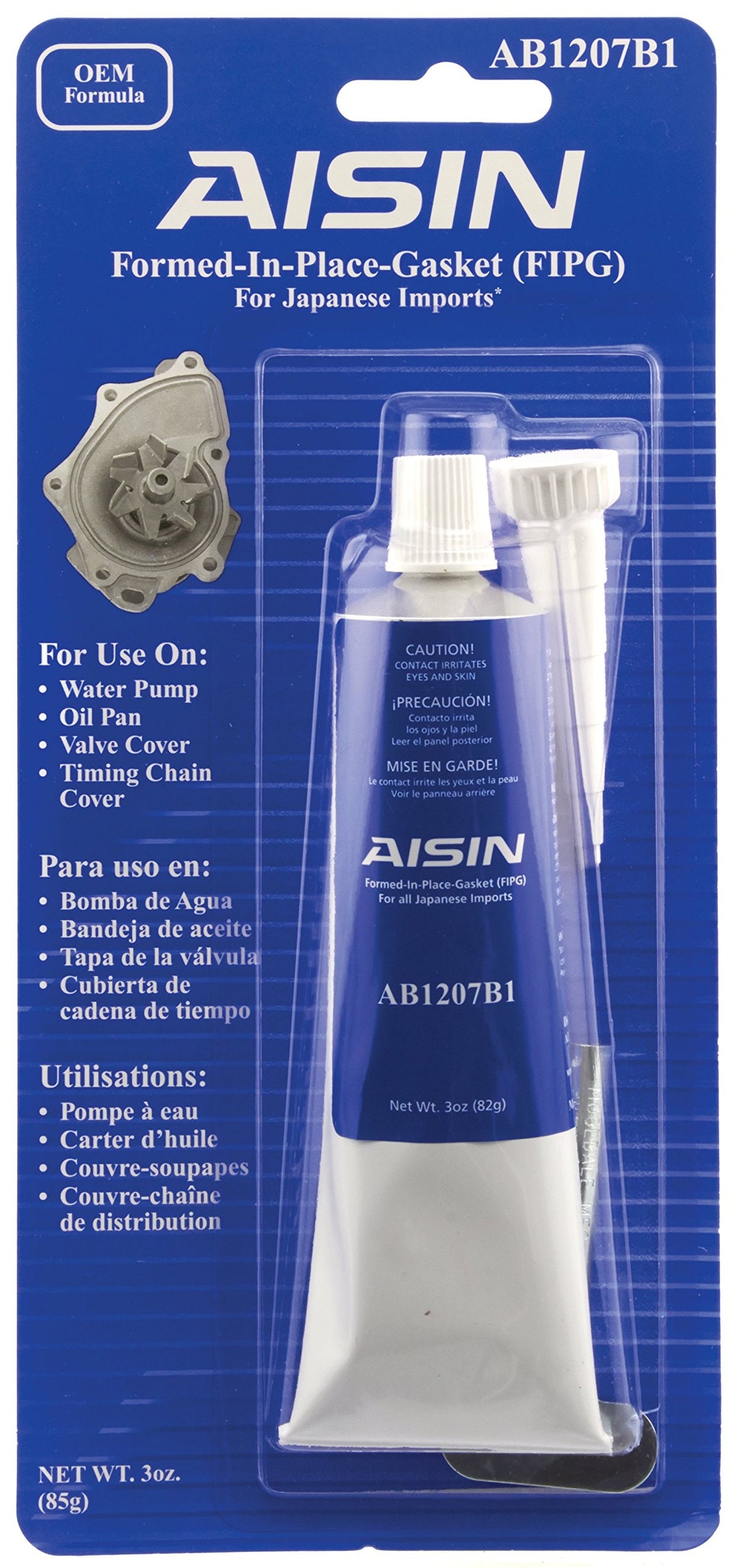 AISIN AB1207B1 tube front view showing label and 3oz size, reliable OEM-grade sealant