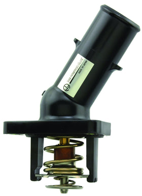AISIN thermostat with housing and gasket front view showing fit and reliable replacement
