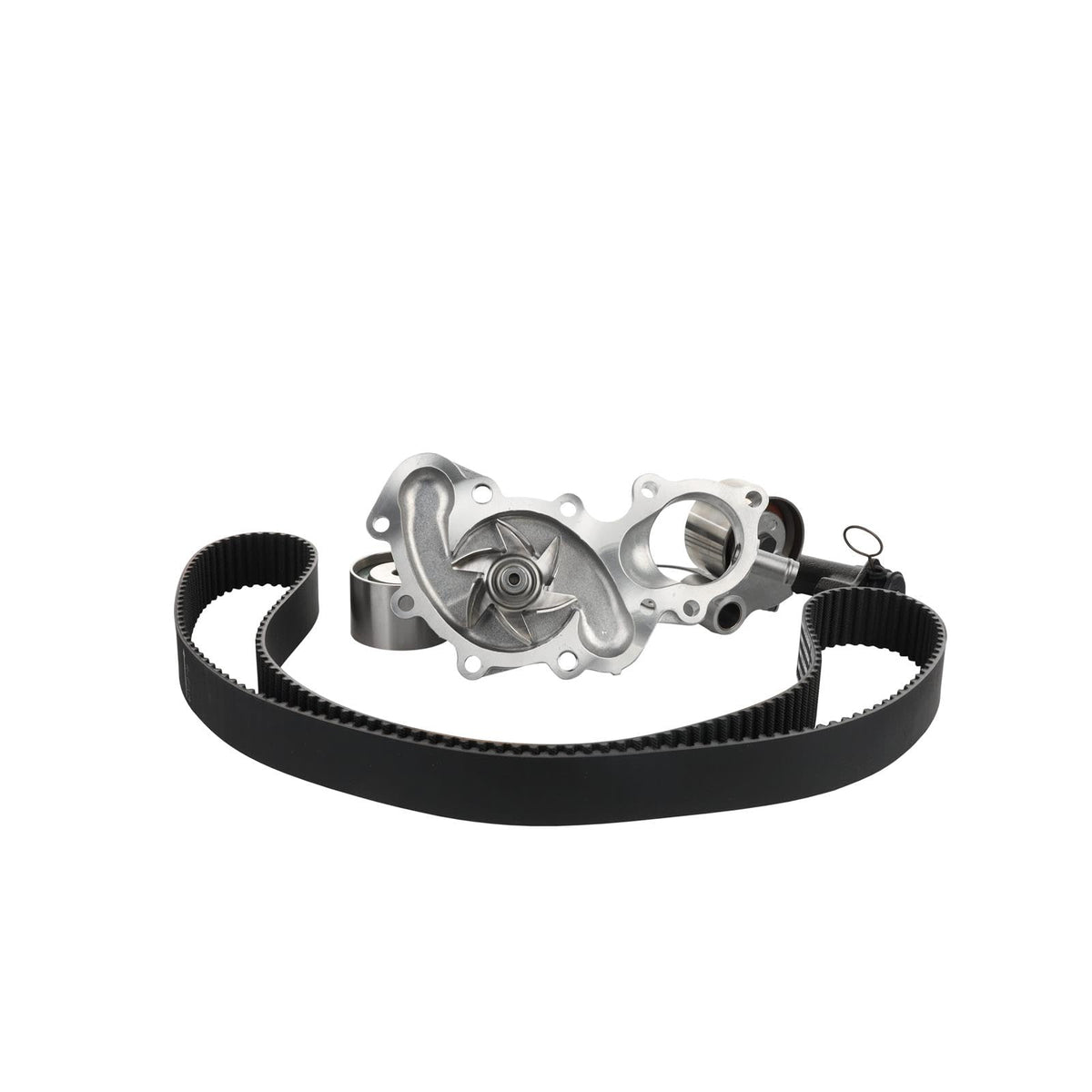AISIN timing belt with pulleys laid out demonstrating complete kit convenience