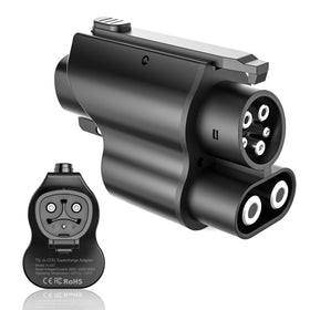 Aiskooc adapter front view showing NACS to CCS1 connection and clear identification benefit