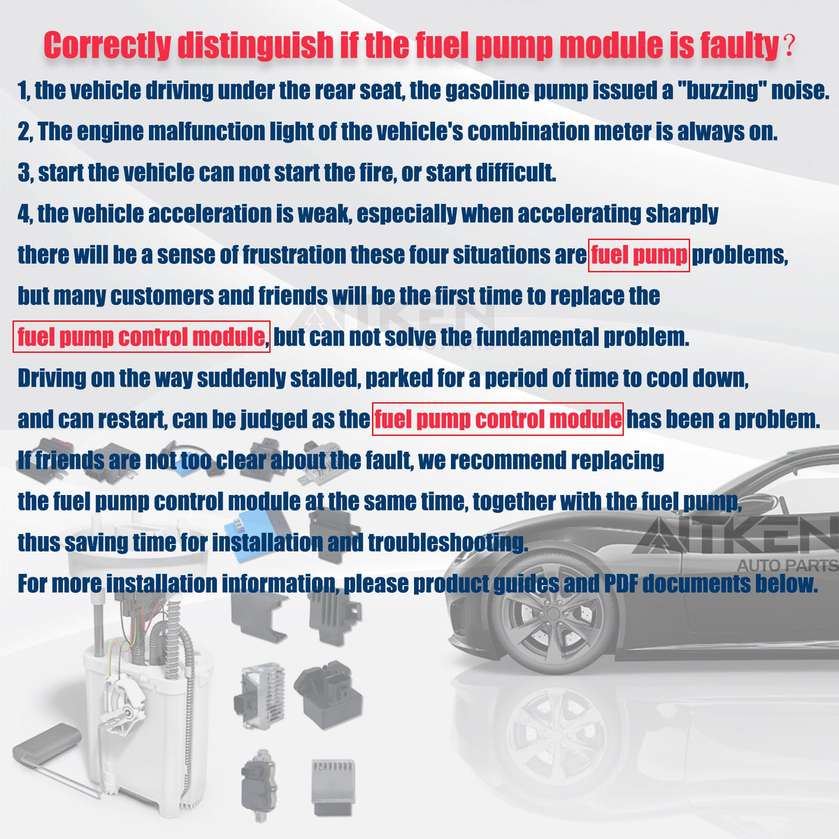 AITKEN EKPM3 installed under hood demonstrating proper replacement