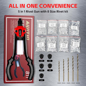 AIUITIO rivet gun removable collection bottle capturing mandrels for cleaner work