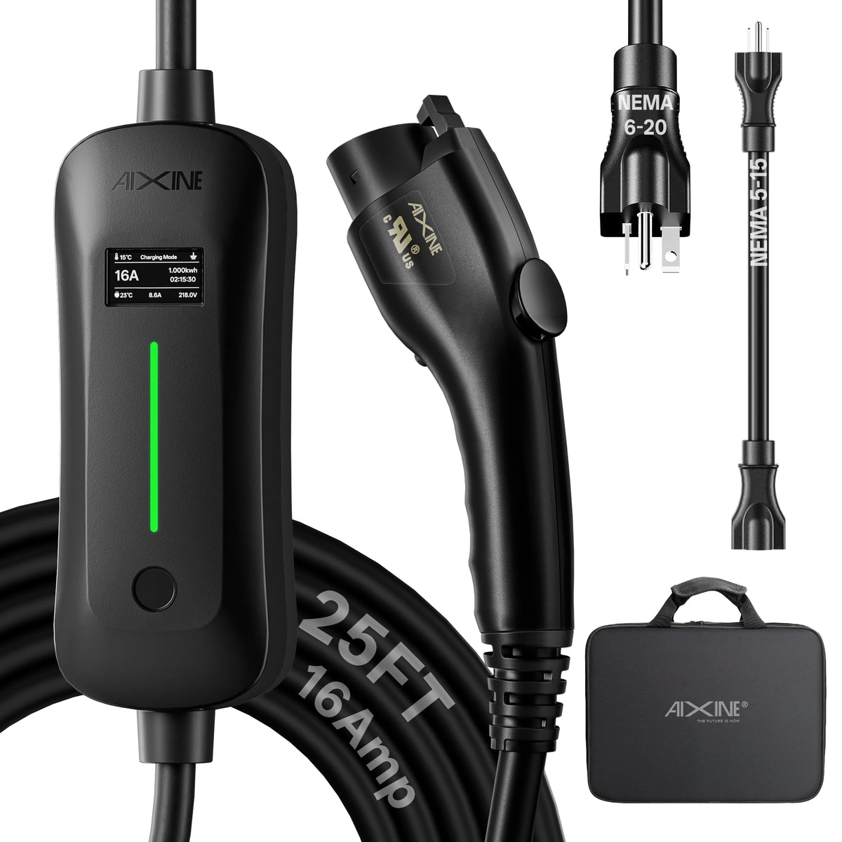 AIXINE front view of portable charger showing compact design and easy storage