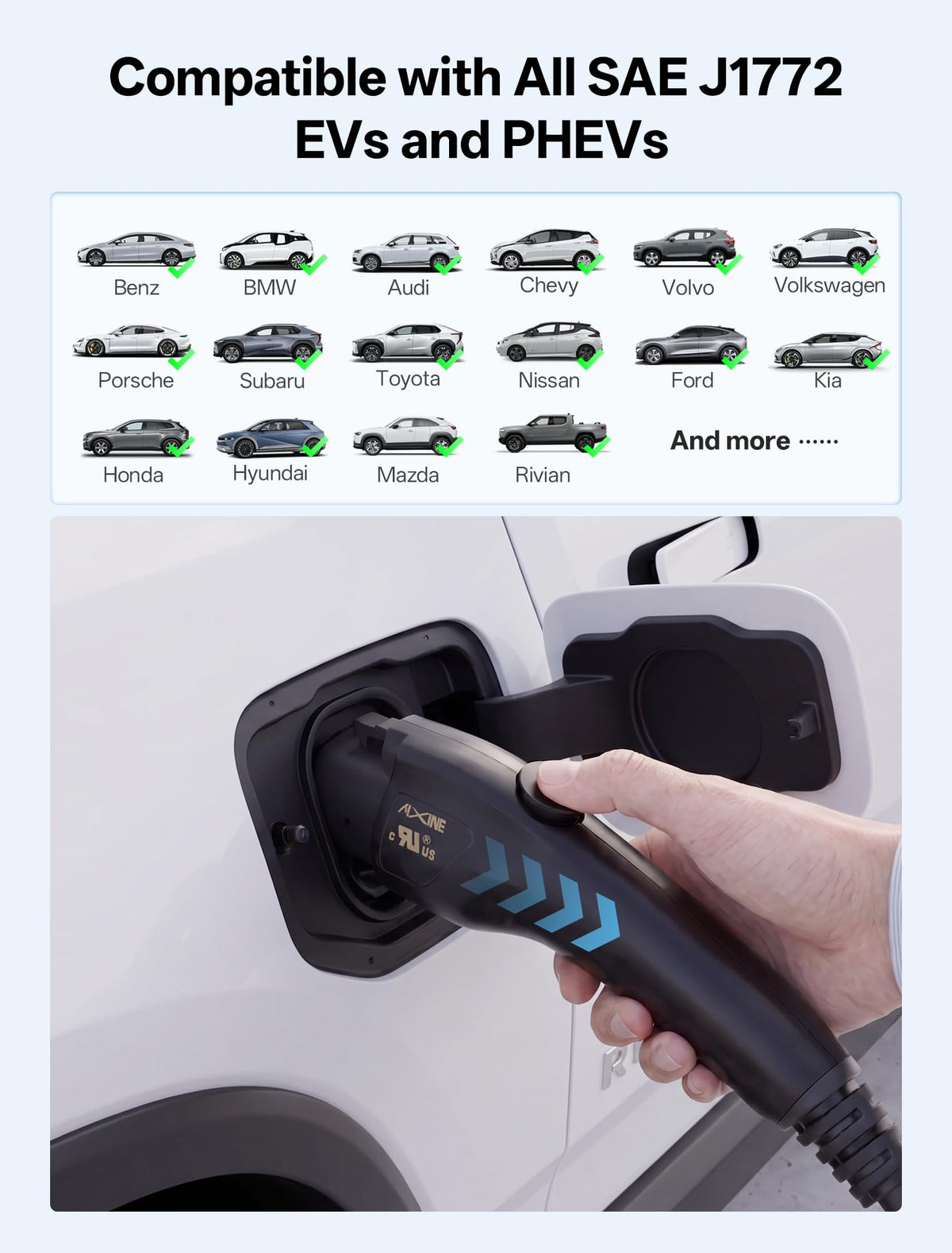 AIXINE in-use charging a sedan at driveway providing portable charging freedom