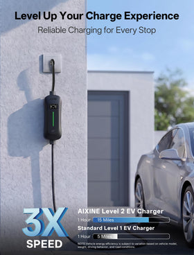 AIXINE NEMA 6-20 plug detail showing robust build for safer 240V charging
